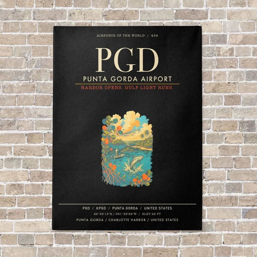 Punta Gorda Airport PGD - Canvas Framed - Black