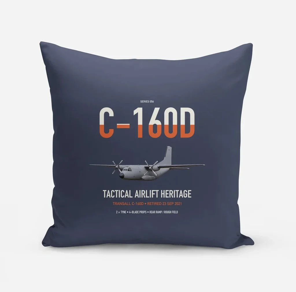 Transall C-160D design on navy blue pillow