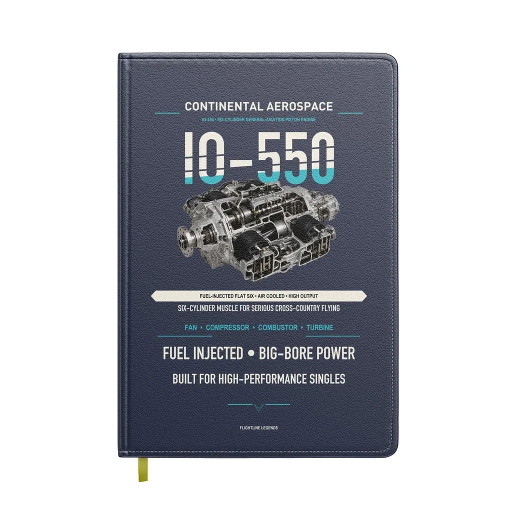 IO-550 design on navy blue notebook