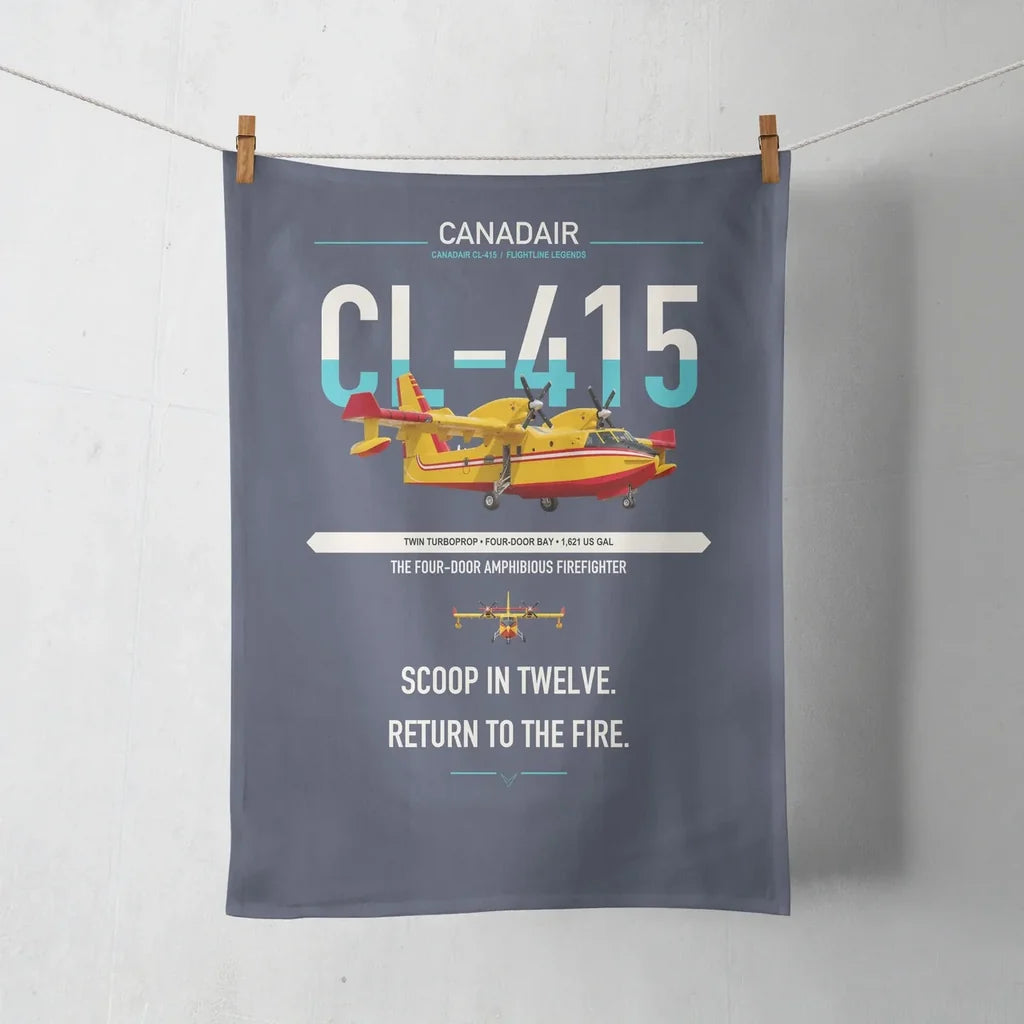 Canadair CL-415 design on navy blue towel