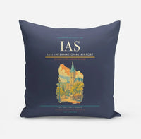 Thumbnail for Iași International Airport (IAS) design on navy blue pillow