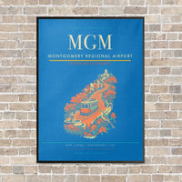 Thumbnail for Montgomery Regional Airport MGM vertical canvas print - framed - turquoise background