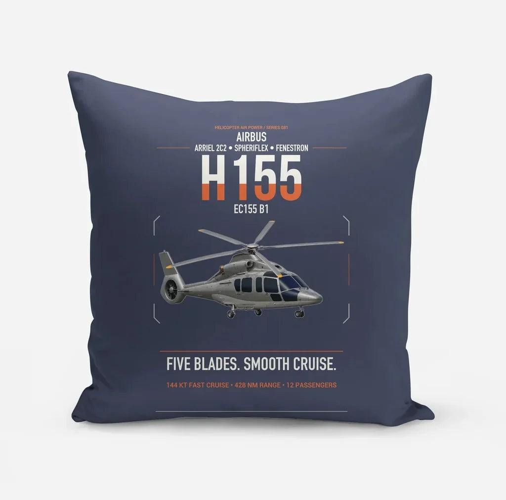 Airbus H155 EC155 B1 design on navy blue pillow