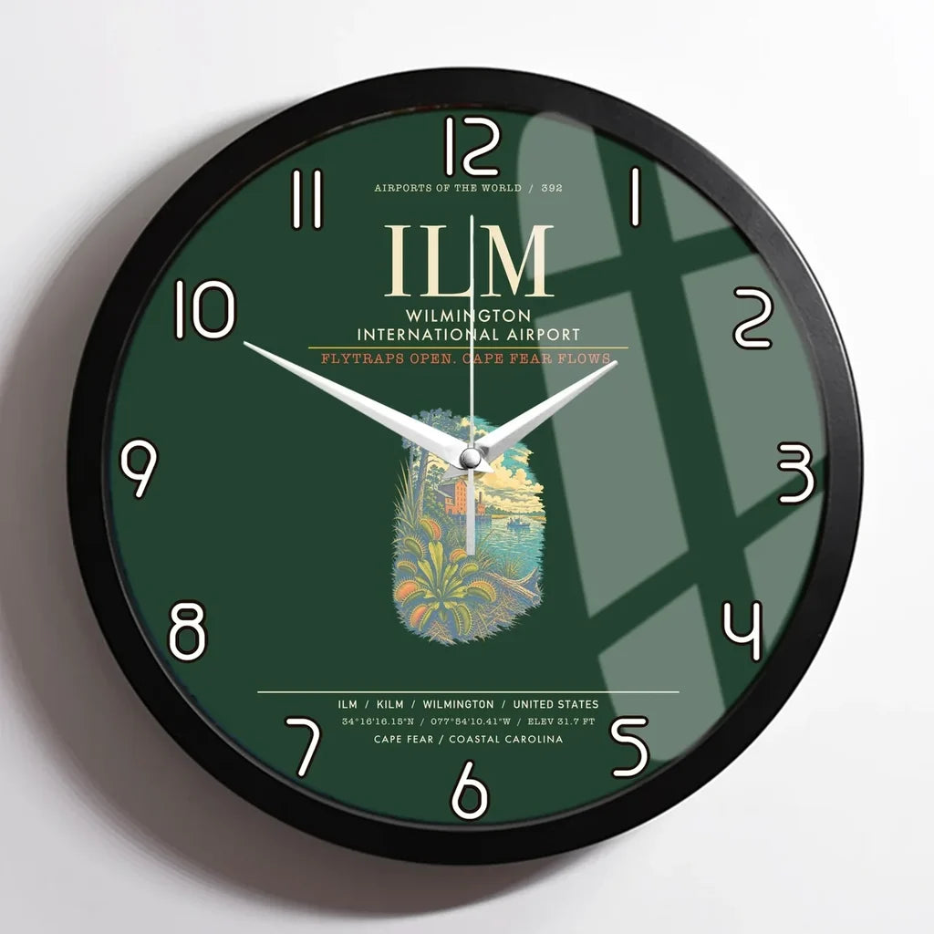 Wilmington International Airport ILM Wall-Clock Framed - Dark Green