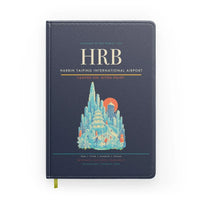 Thumbnail for Harbin Taiping International Airport (HRB) design on navy blue notebook