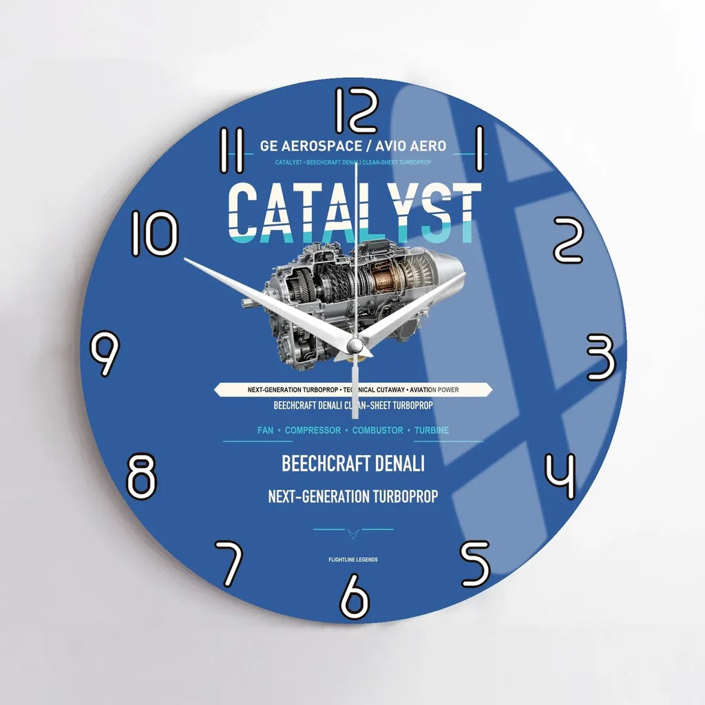 CATALYST design on blue no frame wall clock