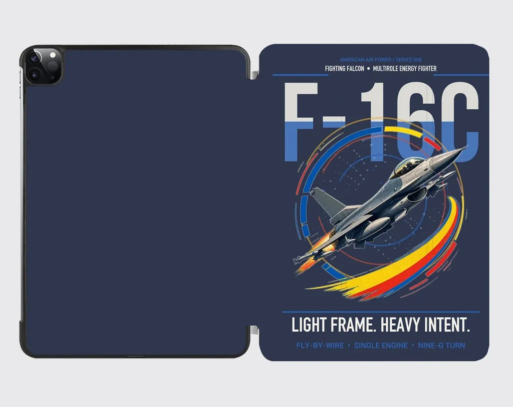 F-16C Fighting Falcon design on navy blue ipad tablet case