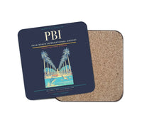Thumbnail for Palm Beach International Airport (PBI) design on navy blue 1 piece coaster