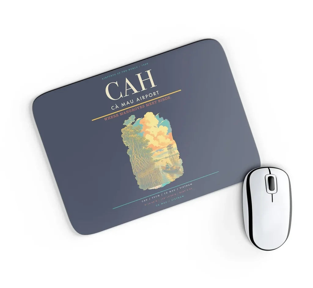 Cà Mau Airport (CAH) design on navy blue rectangle mouse pad