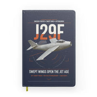 Thumbnail for Saab J 29F Tunnan design on navy blue notebook