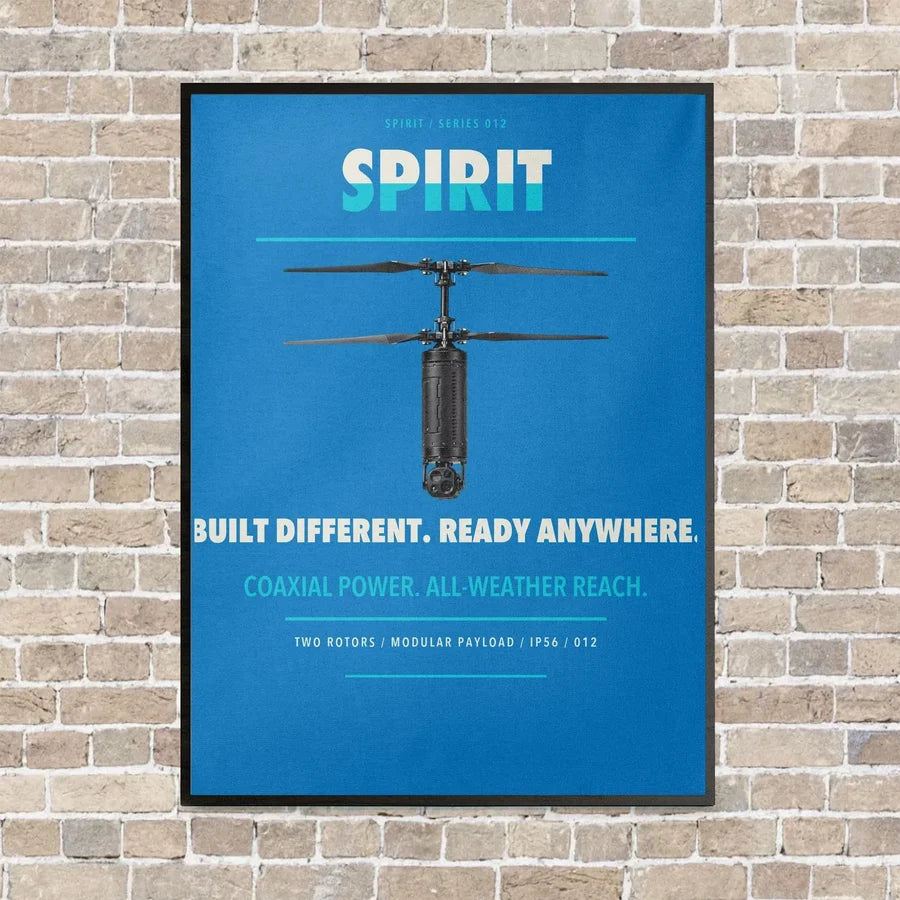Ascent AeroSystems Spirit vertical canvas print - framed - turquoise background