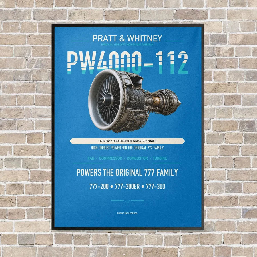 PW4000-112 vertical canvas print - framed - turquoise background