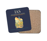 Thumbnail for Iași International Airport (IAS) design on navy blue 1 piece coaster