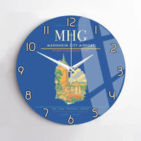 Thumbnail for Mannheim City Airport (MHG) design on blue no frame wall clock