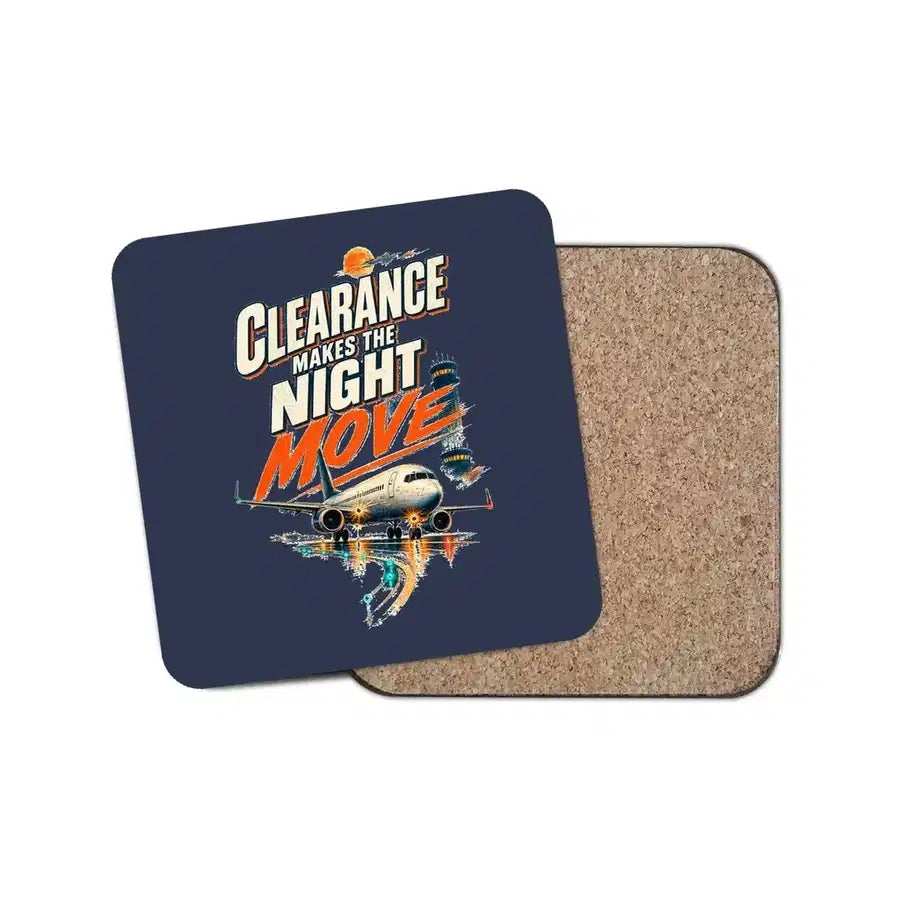 Clearance Makes The Night Move design on navy blue 1 piece coaster