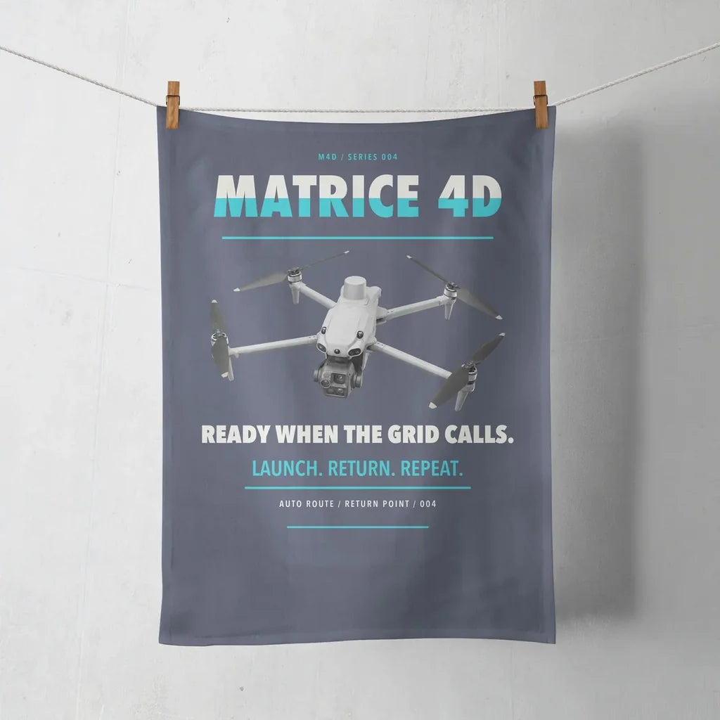 DJI Matrice 4D design on navy blue towel