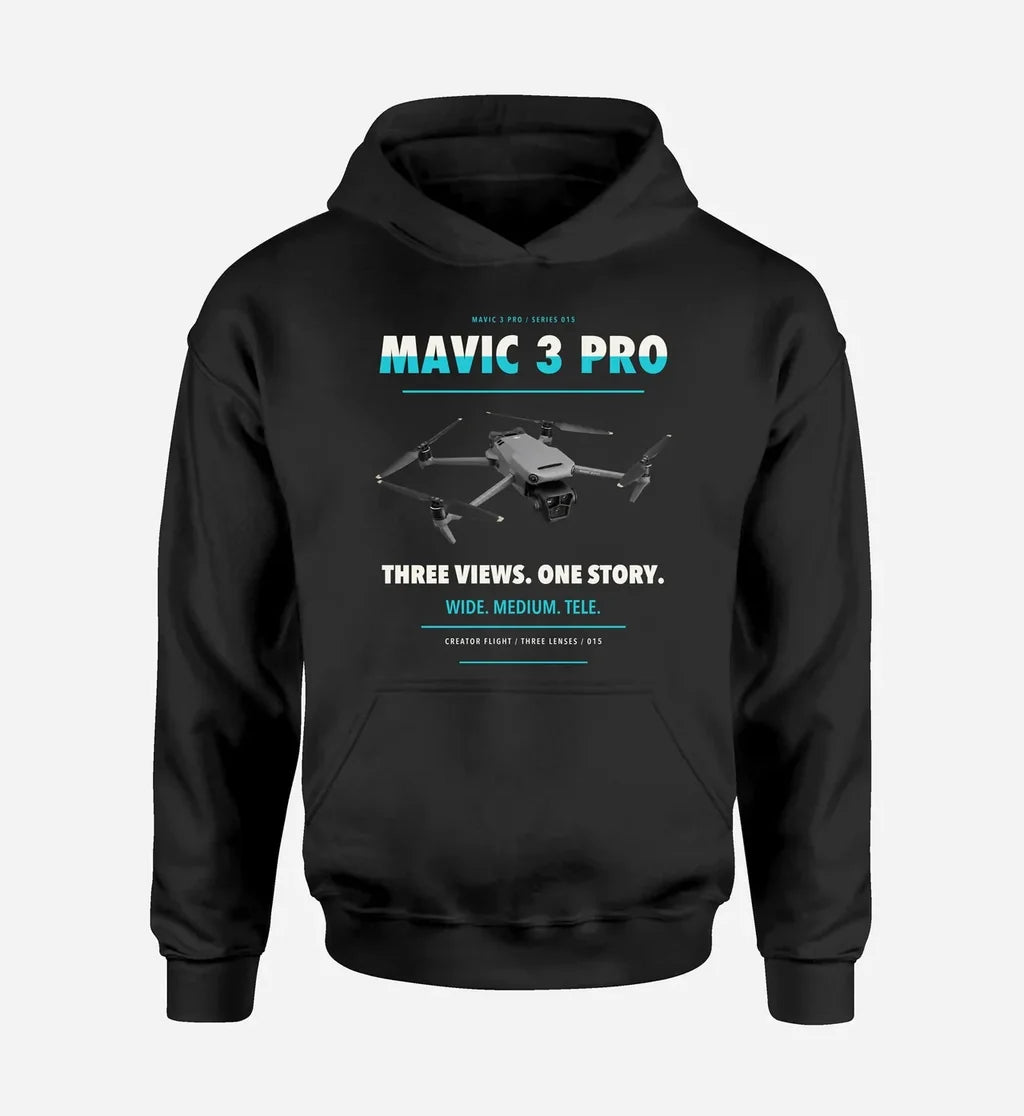DJI Mavic 3 Pro design on black hoodie single side