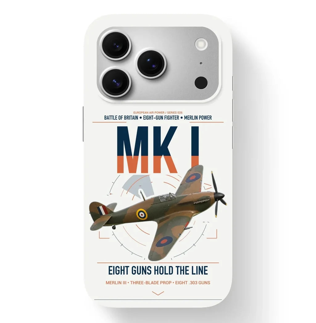 Hawker Hurricane Mk I design on white magsafe iphone case, for iPhone 17 Pro