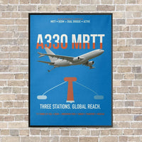 Thumbnail for Airbus A330 MRTT vertical canvas print - framed - turquoise background