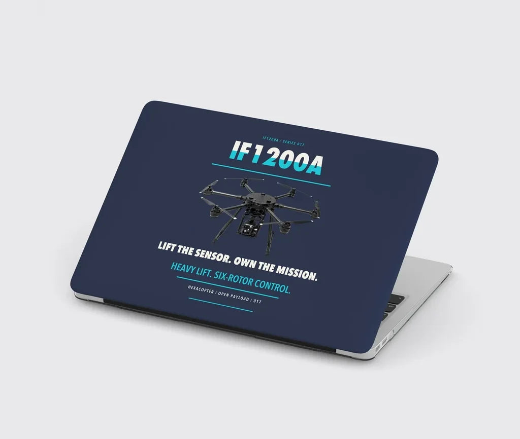 Inspired Flight IF1200A design on navy blue MacBook case