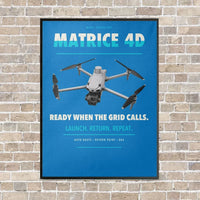 Thumbnail for DJI Matrice 4D vertical canvas print - framed - turquoise background