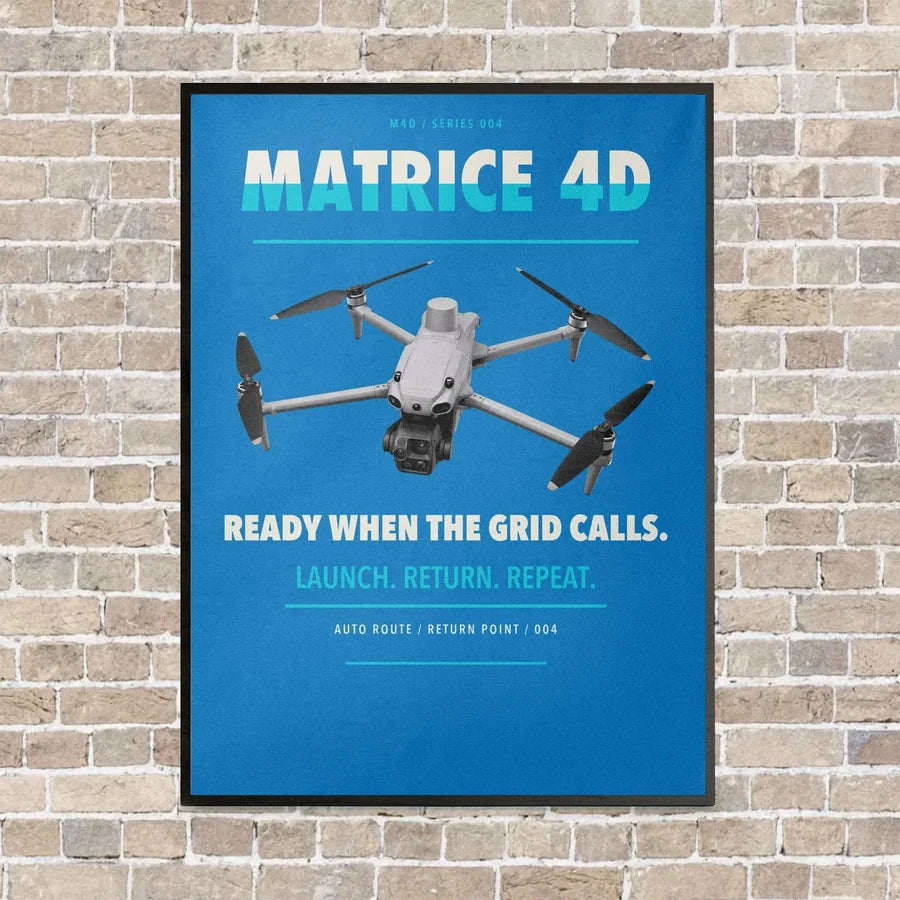 DJI Matrice 4D vertical canvas print - framed - turquoise background