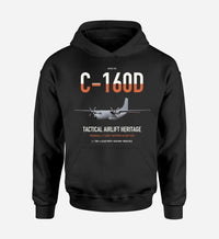 Thumbnail for Transall C-160D design on black double-side hoodie, single-side print
