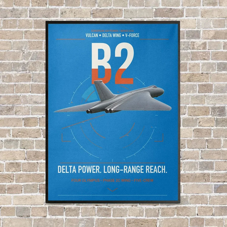 Avro Vulcan B2 vertical canvas print - framed - turquoise background