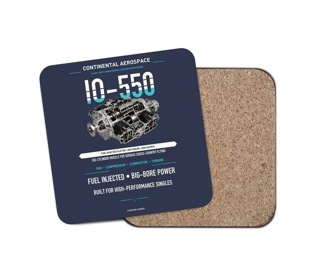 IO-550 design on navy blue 1 piece coaster
