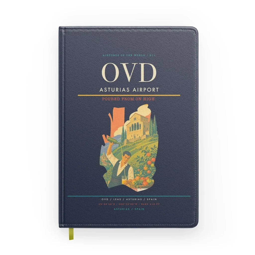 Asturias Airport (OVD) design on navy blue notebook