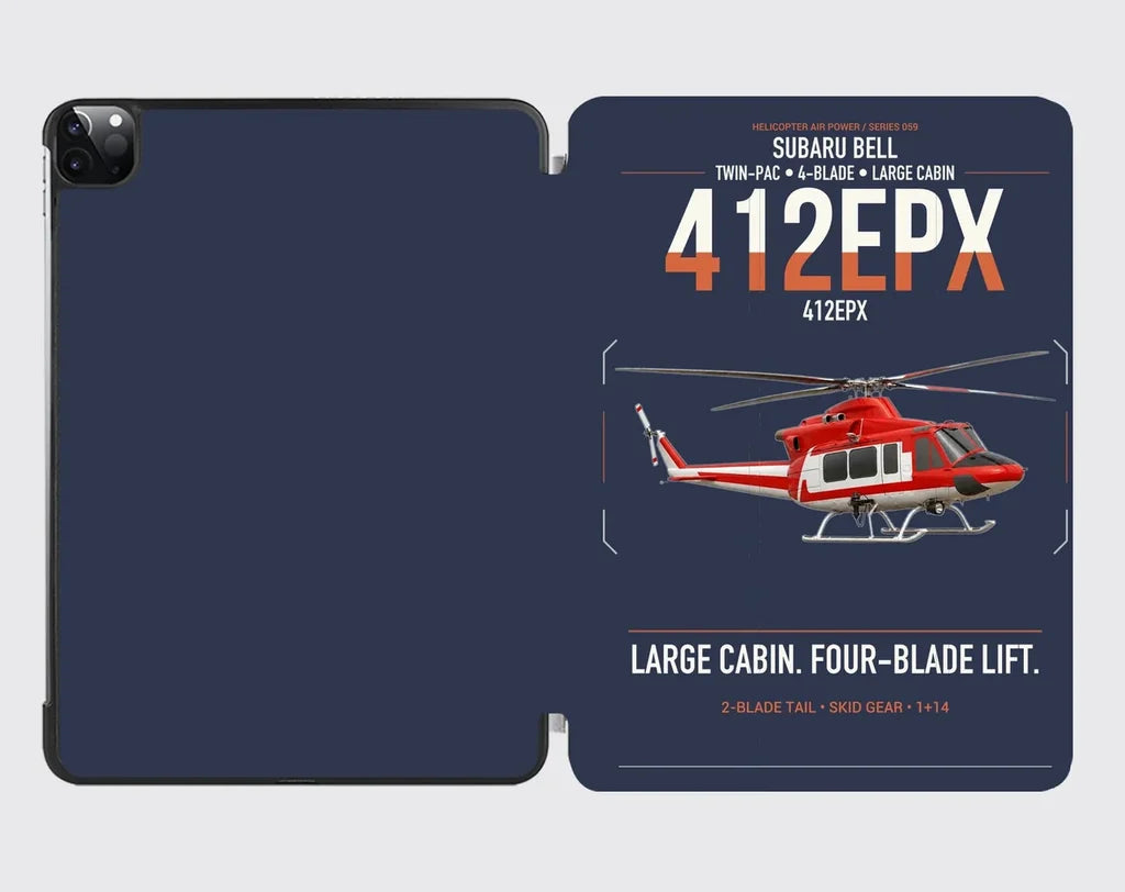 SUBARU Bell 412EPX design on navy blue ipad tablet case
