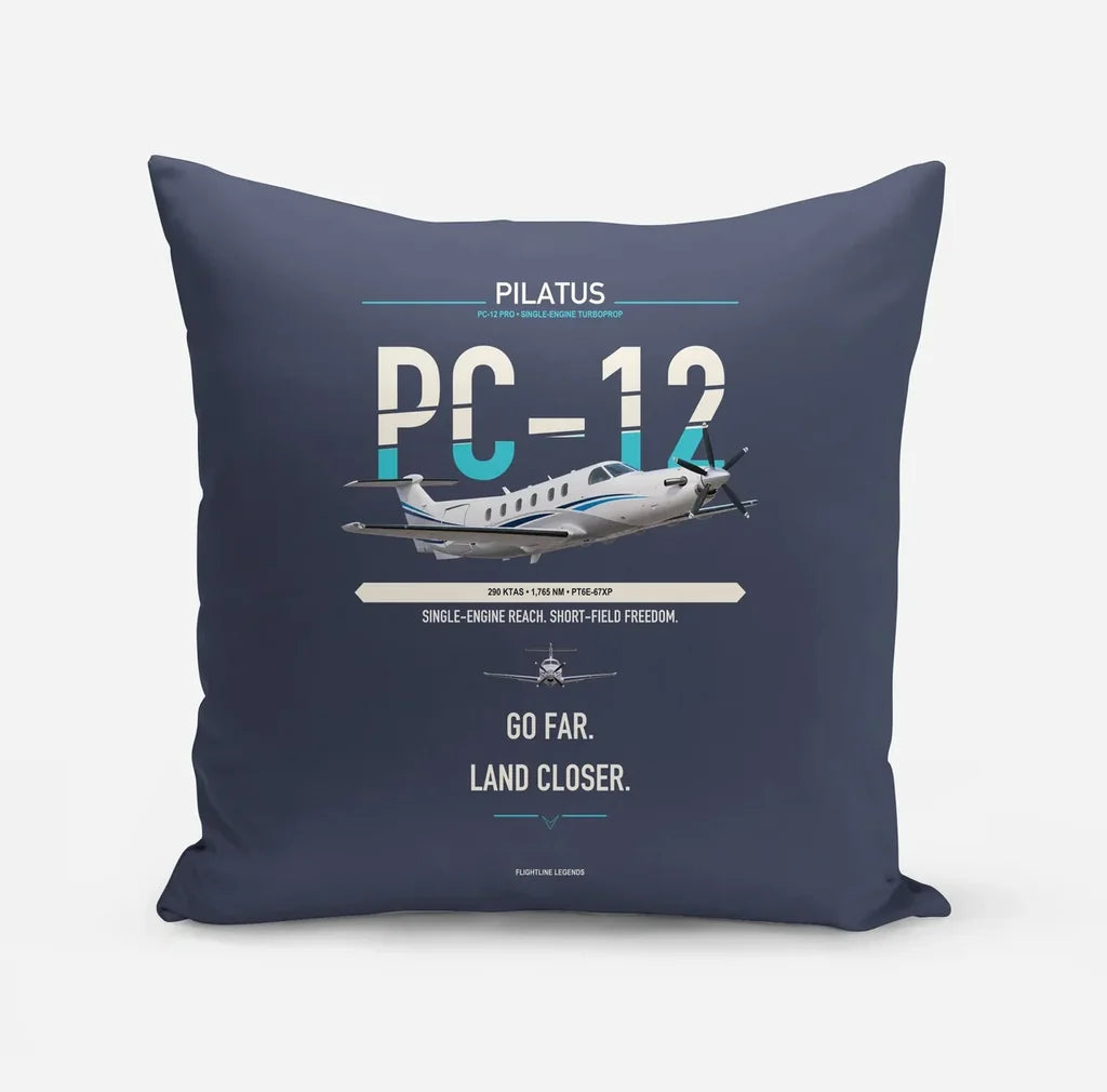 Pilatus PC-12 PRO design on navy blue pillow