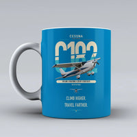 Thumbnail for Cessna 182 Skylane design on turquoise ceramic mug, double-side print