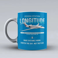 Thumbnail for Cessna Citation Longitude design on turquoise ceramic mug, double-side print