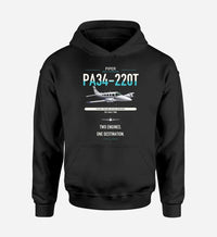 Thumbnail for Piper PA-34-220T Seneca V design on black double-side hoodie, single-side print