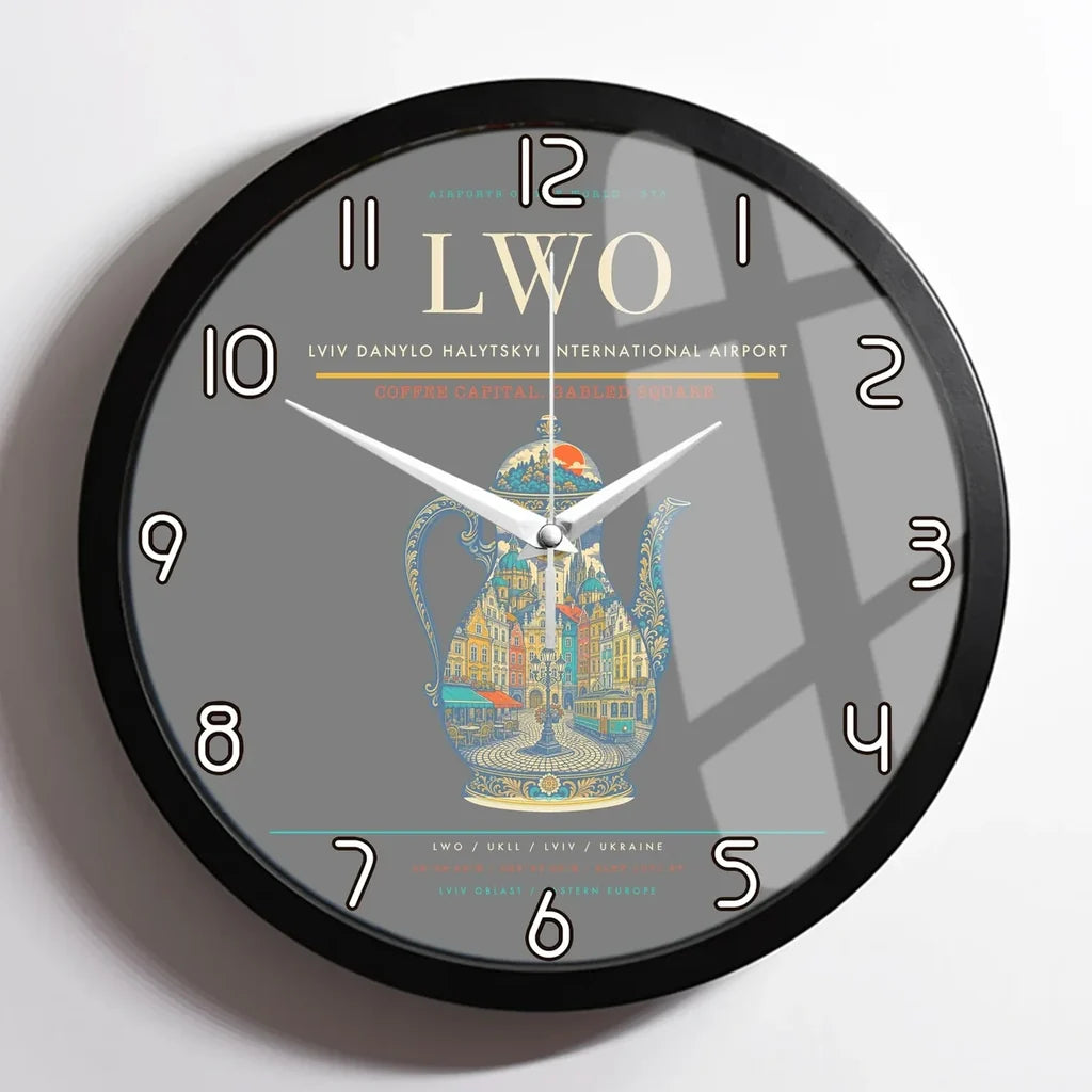 Lviv Danylo Halytskyi International Airport LWO Wall-Clock Framed - Gray