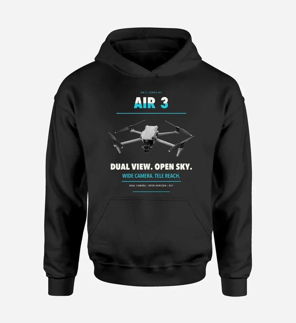 DJI Air 3 design on black hoodie single side