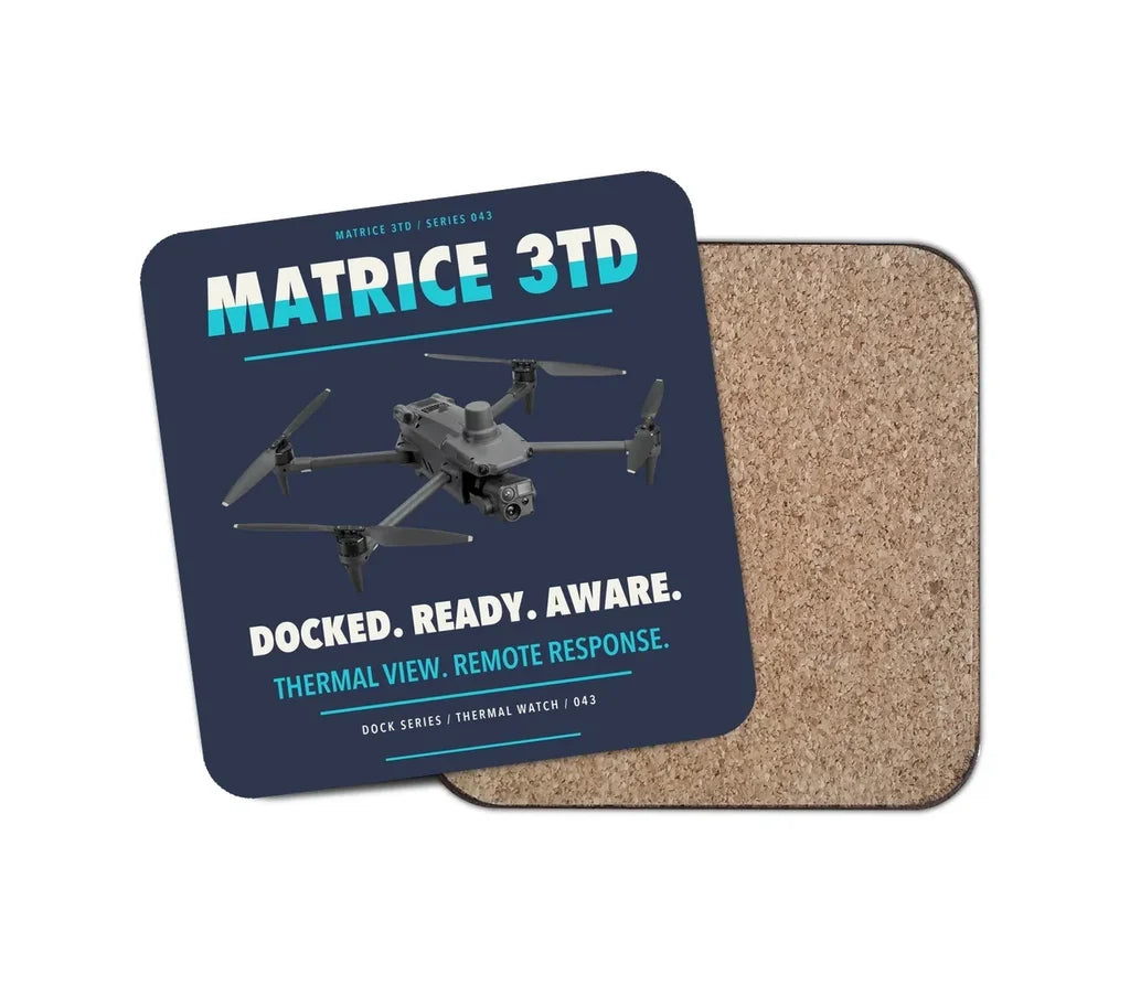 DJI Matrice 3TD design on navy blue 1 piece coaster