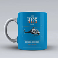 Thumbnail for Airbus H125 design on turquoise ceramic mug, double-side print
