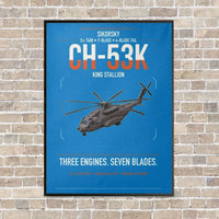 Thumbnail for Sikorsky CH-53K King Stallion vertical canvas print - framed - turquoise background