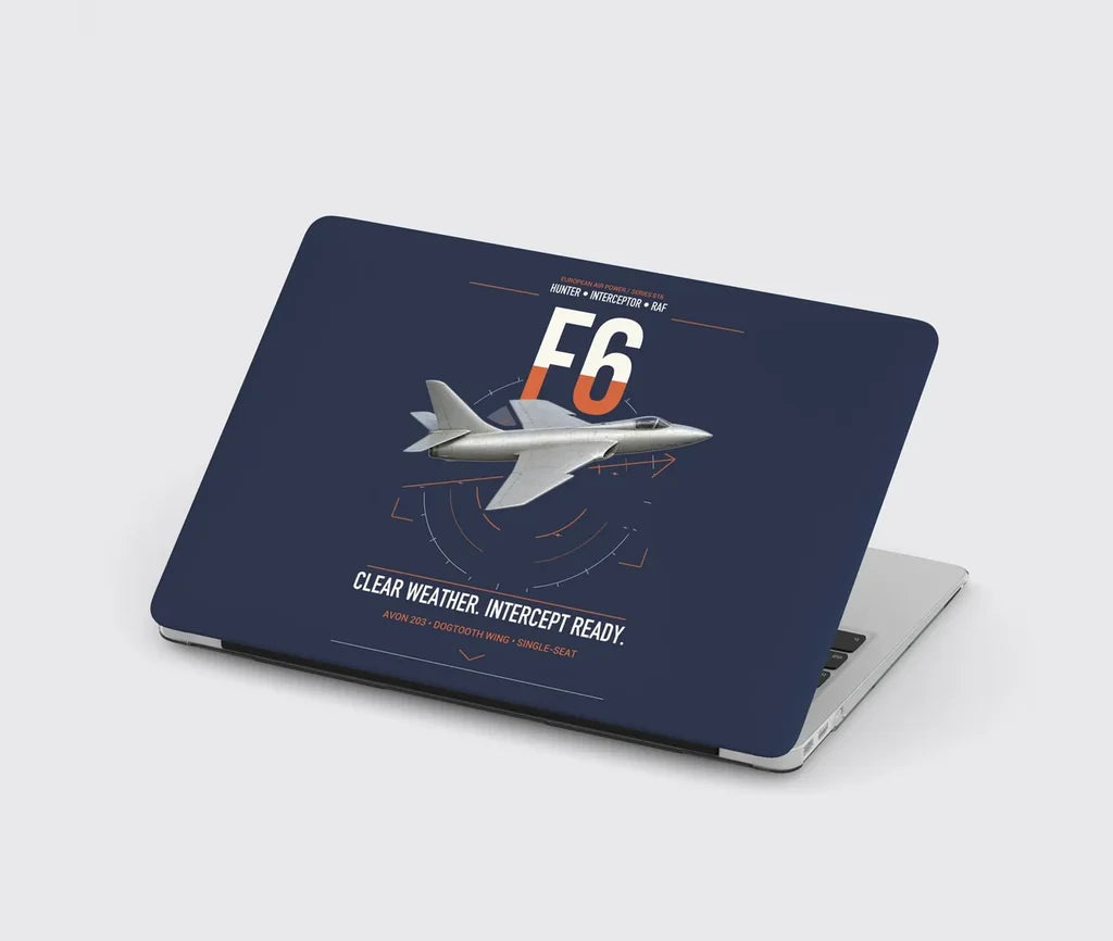 Hawker Hunter F6 design on navy blue MacBook case