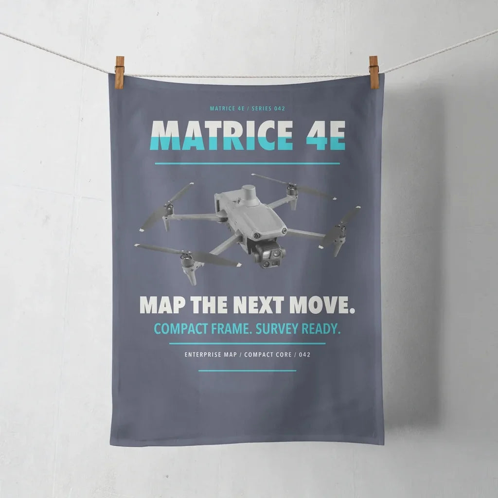 DJI Matrice 4E design on navy blue towel