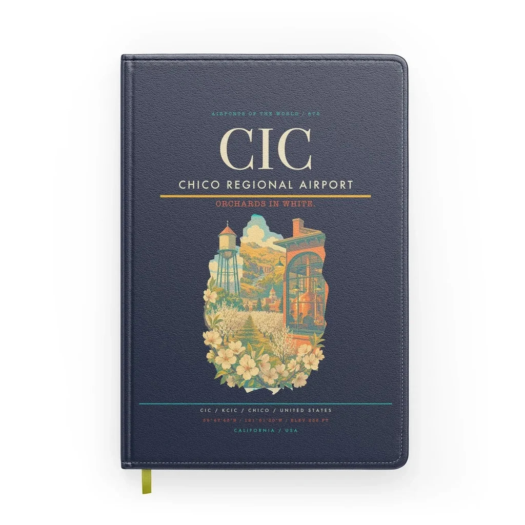 Chico Regional Airport (CIC) design on navy blue notebook
