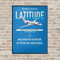 Thumbnail for Cessna Citation Latitude vertical canvas print - framed - turquoise background