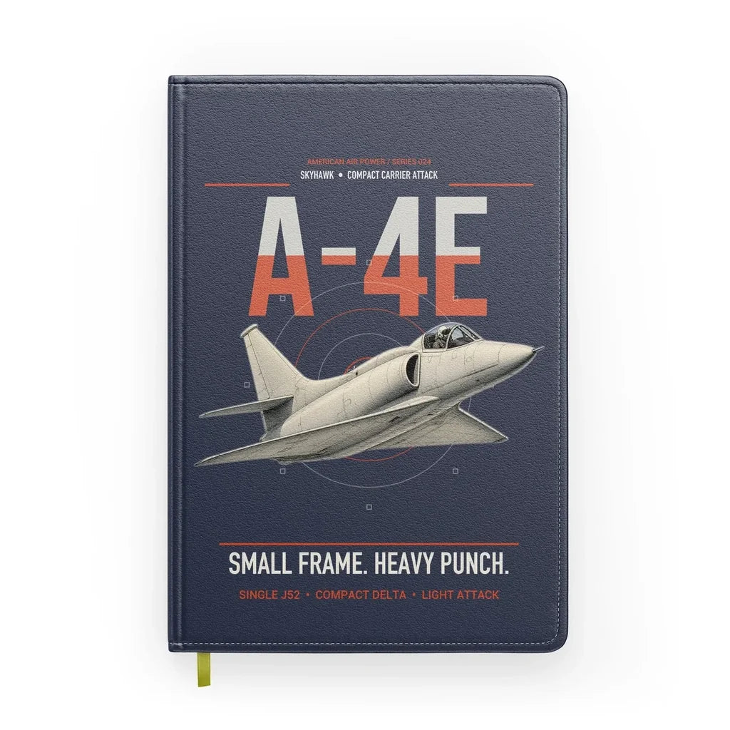 A-4E Skyhawk design on navy blue notebook