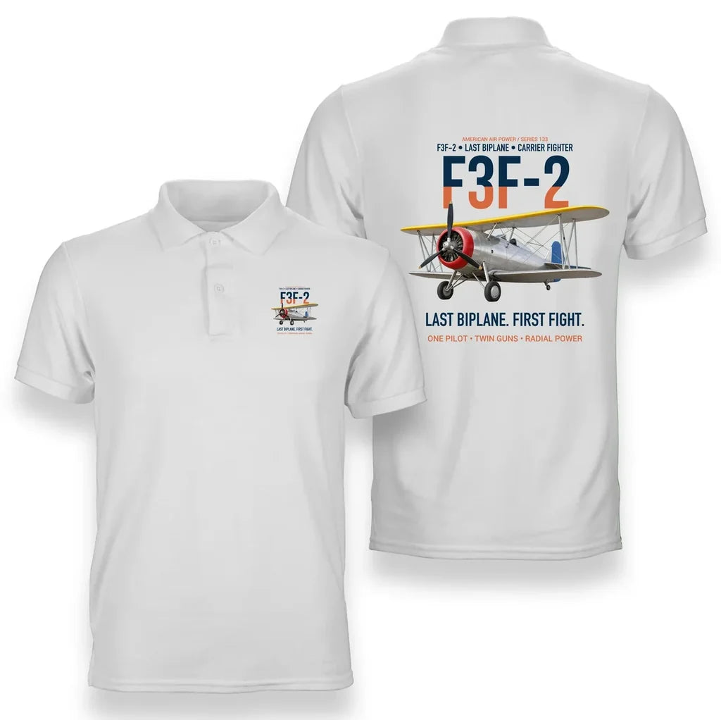 F3F-2 LAST BIPLANE design on white polo