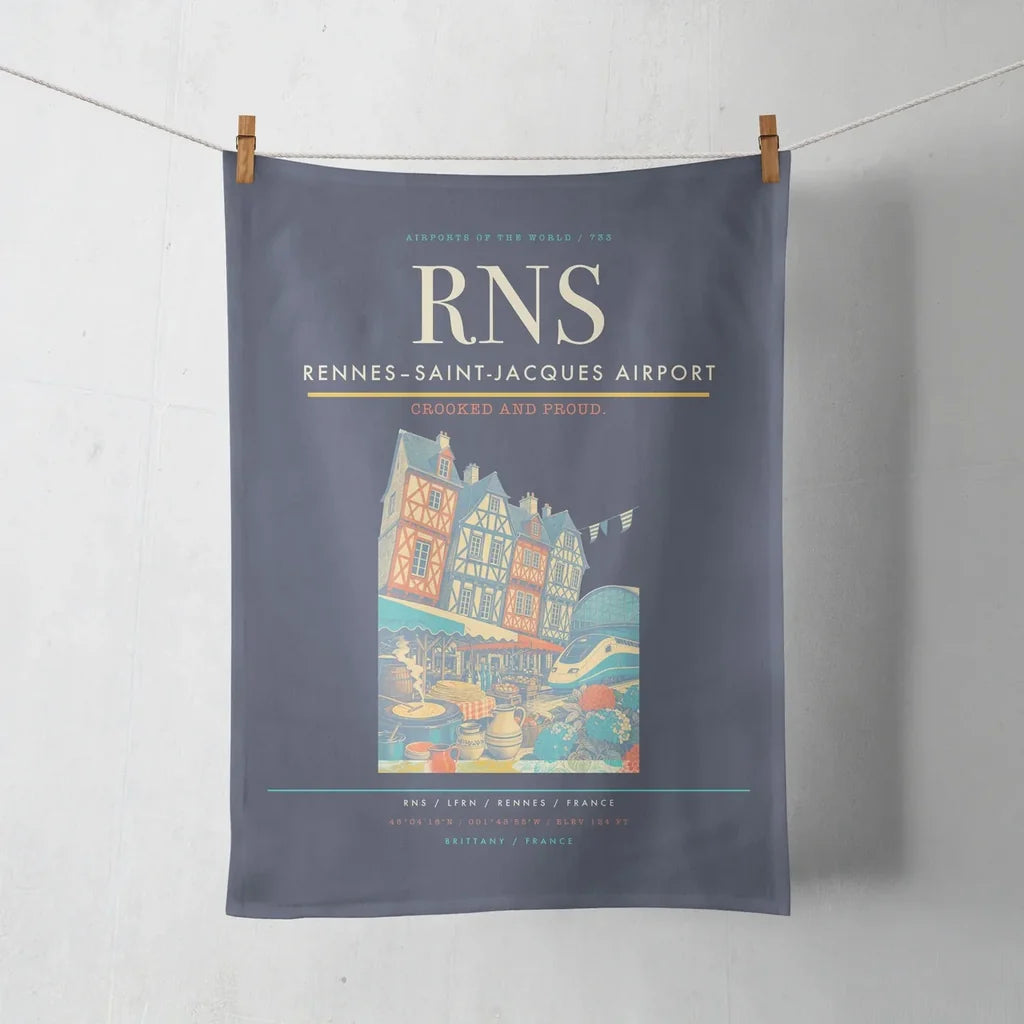Rennes–Saint-Jacques Airport (RNS) design on navy blue towel