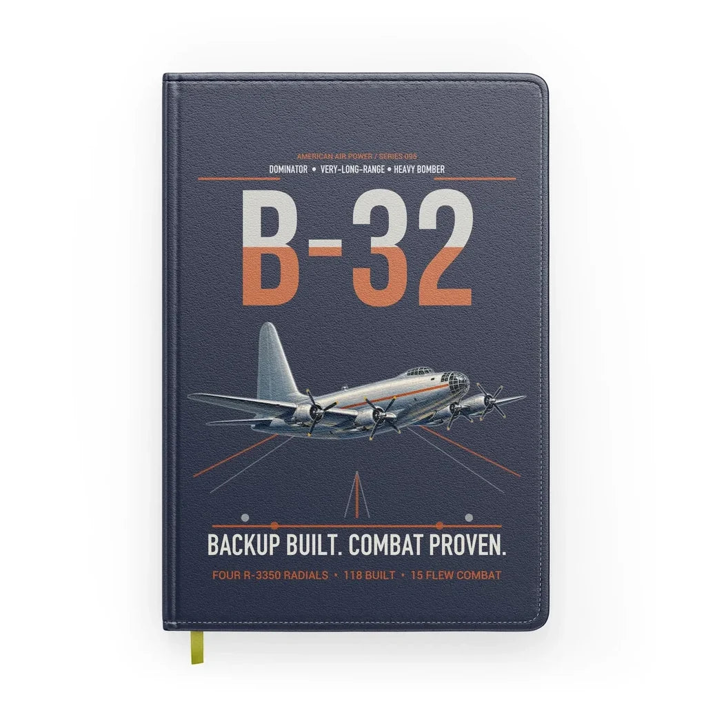 B-32 Dominator design on navy blue notebook