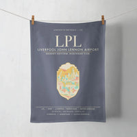 Thumbnail for Liverpool John Lennon Airport (LPL) design on navy blue towel