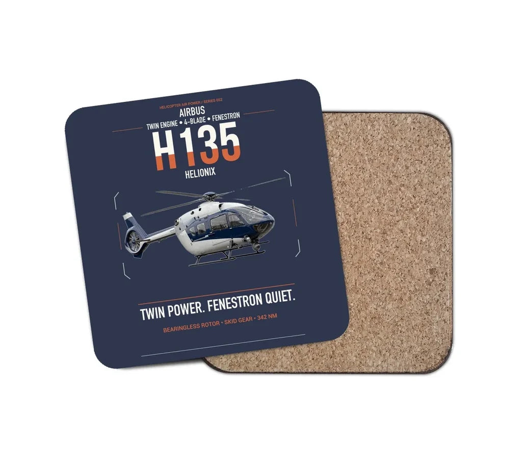 Airbus H135 design on navy blue 1 piece coaster